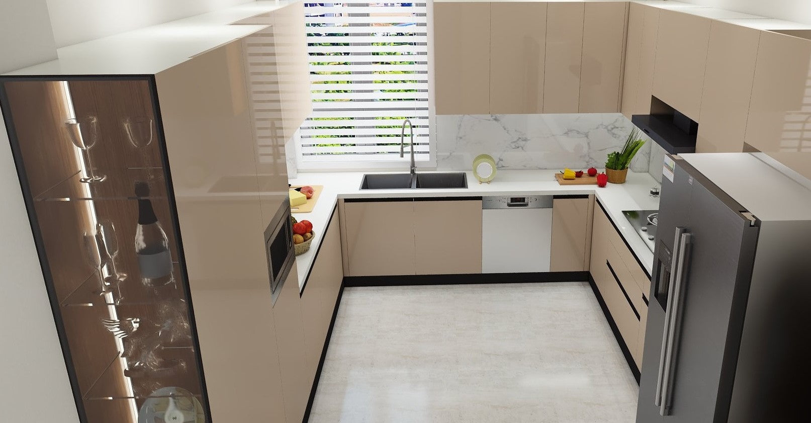 U shaped Modular Kitchen(3) - Radon India-- U shaped Modular Kitchen(3)-  Radon India