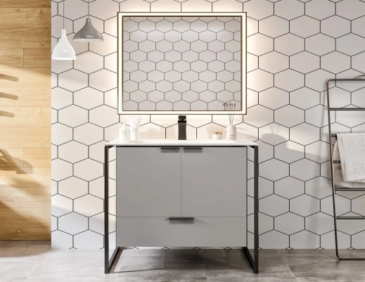 Elegant 36" Vanity - Blue, Grey, White - Radon India-- Elegant 36" Vanity - Blue, Grey, White-  Radon India