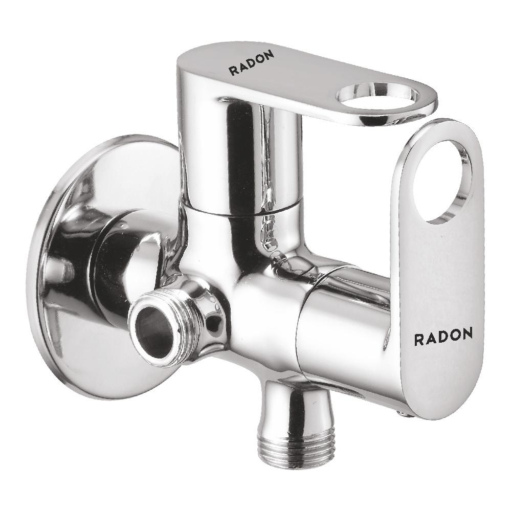 AAURA 2 WAY ANGLE COCK WITH FLANGE (CHROME) - Radon India-- AAURA 2 WAY ANGLE COCK WITH FLANGE (CHROME)-  Radon India