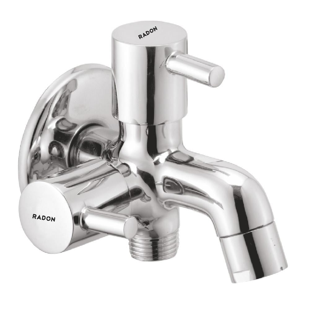 REVA 2 WAY BIB COCK WITH FLANGE (CHROME) - Radon India-- REVA 2 WAY BIB COCK WITH FLANGE (CHROME)-  Radon India
