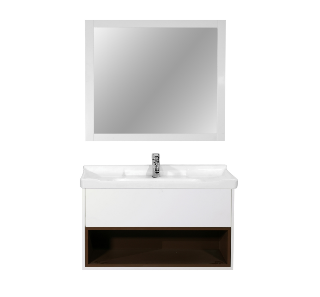 Elegant 36" Vanity - White & Brown - Radon India-- Elegant 36" Vanity - White & Brown-  Radon India