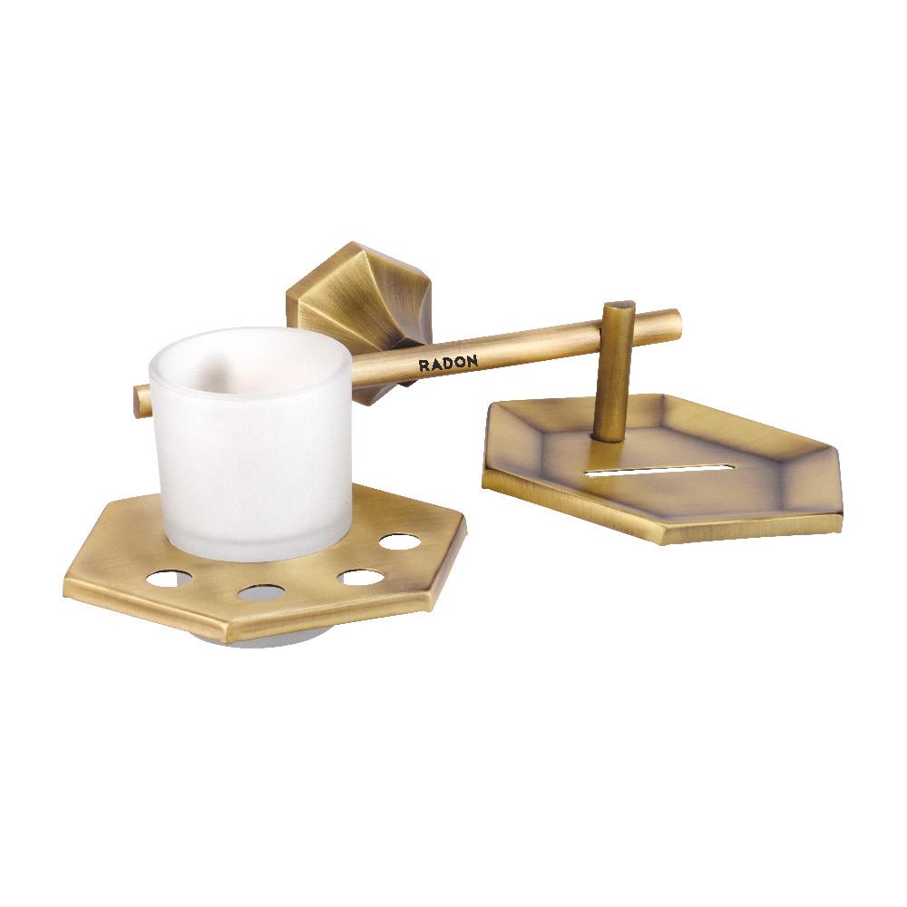 VINTAGE BRASSO SOAP AND TUMBLER HOLDER (BRASS) - Radon India-- VINTAGE BRASSO SOAP AND TUMBLER HOLDER (BRASS)-  Radon India