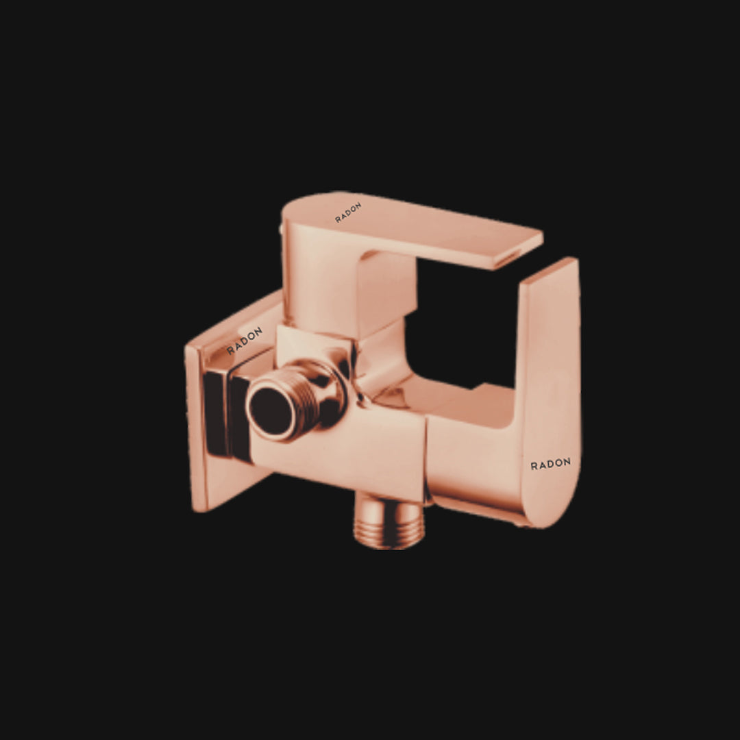 ARIC 2 WAY ANGLE COCK WITH FLANGE (ROSE GOLD) - Radon India-- ARIC 2 WAY ANGLE COCK WITH FLANGE (ROSE GOLD)-  Radon India