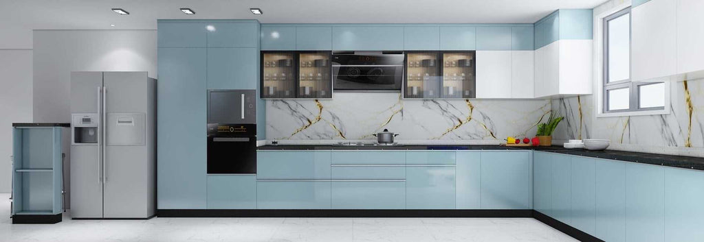 L shaped Kitchen Design( Semi Gloss) - Radon India-- L shaped Kitchen Design( Semi Gloss)-  Radon India