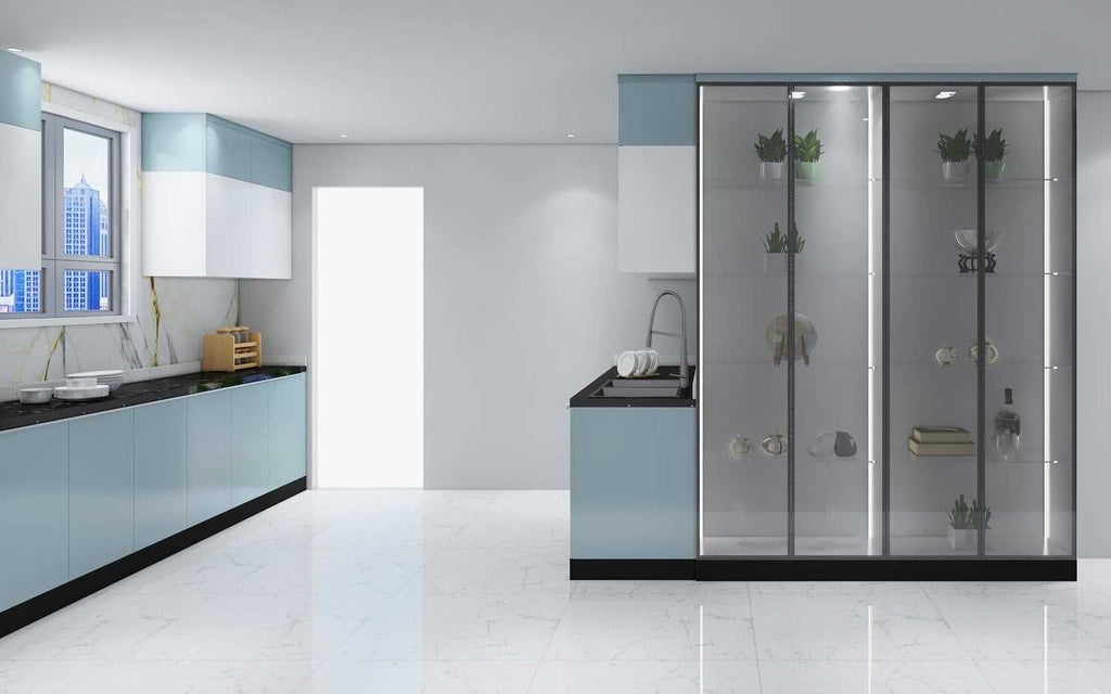 L shaped Kitchen Design( Semi Gloss) - Radon India-- L shaped Kitchen Design( Semi Gloss)-  Radon India