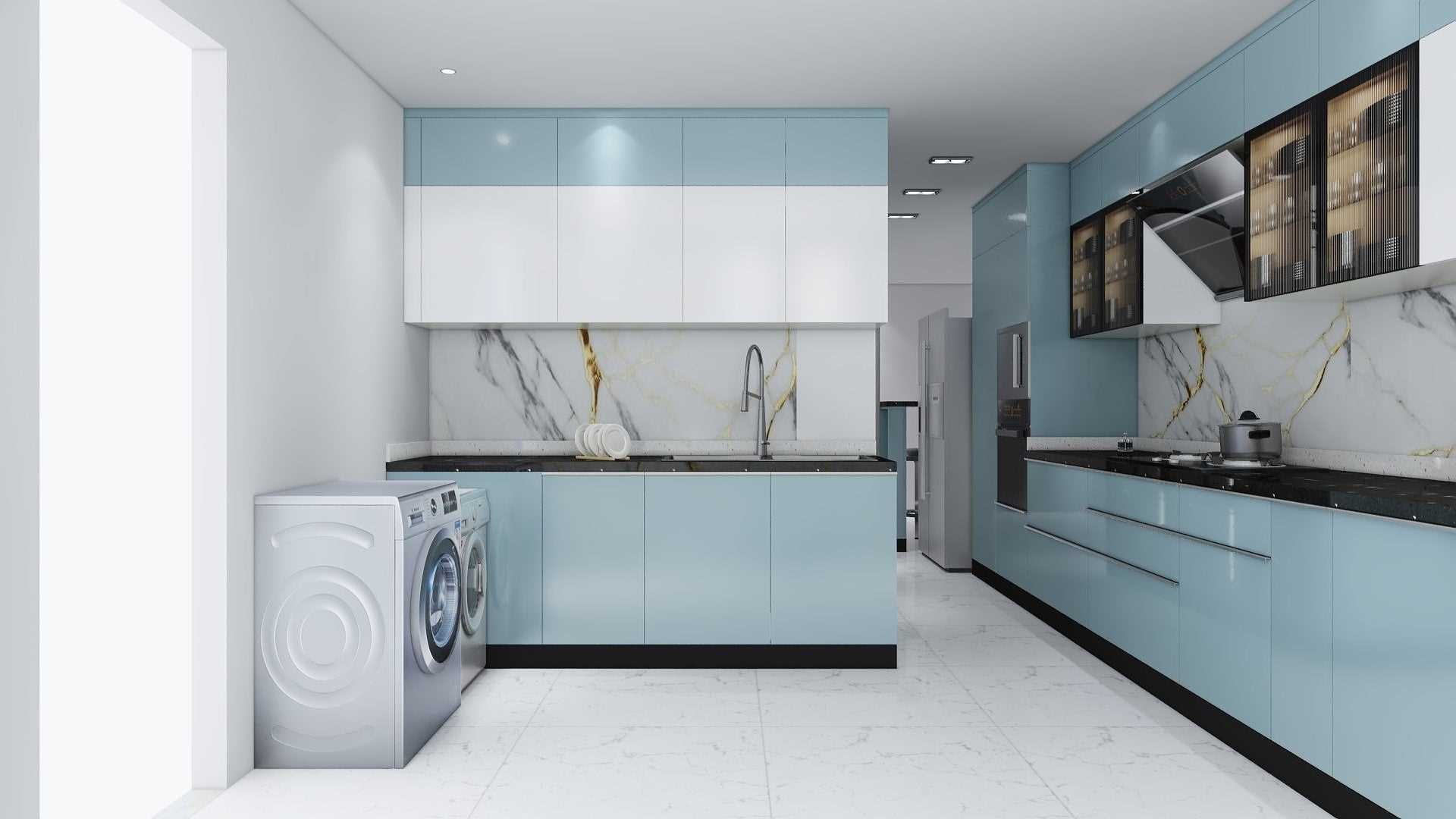 L shaped Kitchen Design( Semi Gloss) - Radon India-- L shaped Kitchen Design( Semi Gloss)-  Radon India