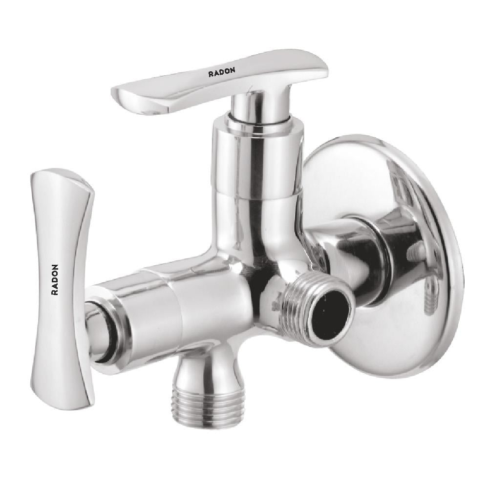 EIGHT 2 WAY ANGLE COCK WITH FLANGE (CHROME) - Radon India-- EIGHT 2 WAY ANGLE COCK WITH FLANGE (CHROME)-  Radon India