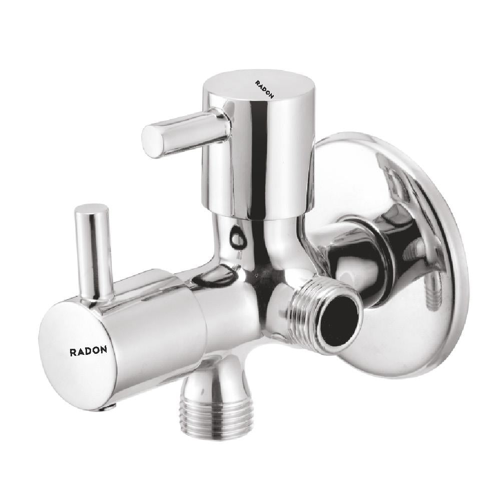 REVA 2 WAY ANGLE COCK WITH FLANGE (CHROME) - Radon India-- REVA 2 WAY ANGLE COCK WITH FLANGE (CHROME)-  Radon India